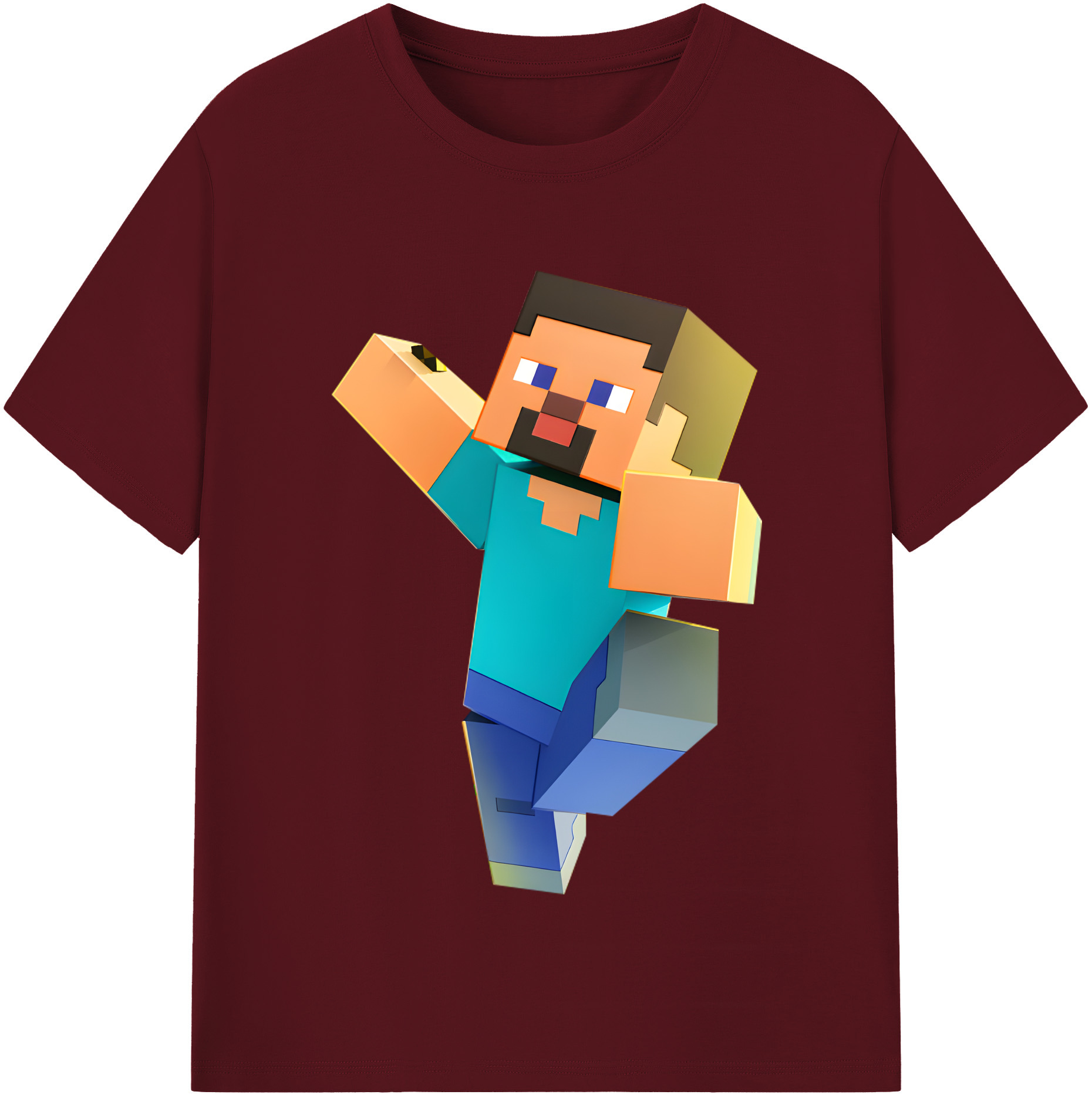 （画像用） マインクラフト ブロックの世界 Minecraft MC Block world 綿100％半袖Tシャツ（フロントプリント）